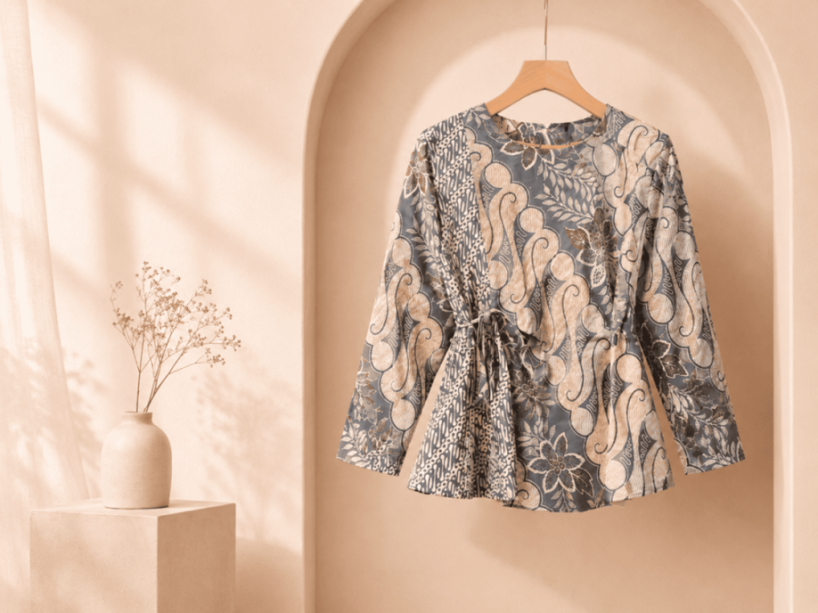 OUTER BATIK WANITA MODERN MONALISA GENES BIRU