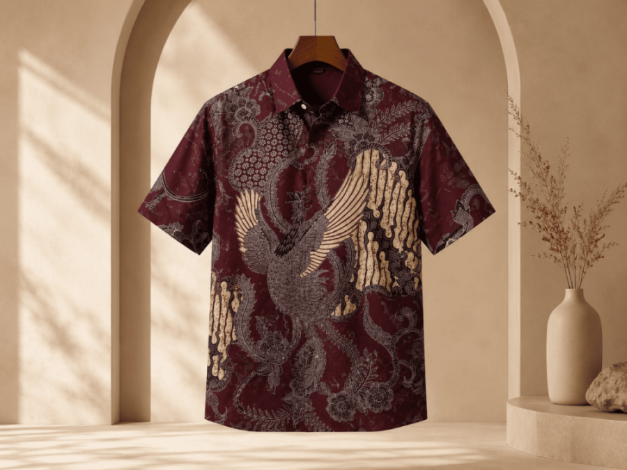 BAJU BATIK PRIA HEM SOWANG MAROON