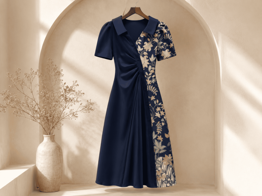DRESS BATIK MANELA KOMBINASI HITAM
